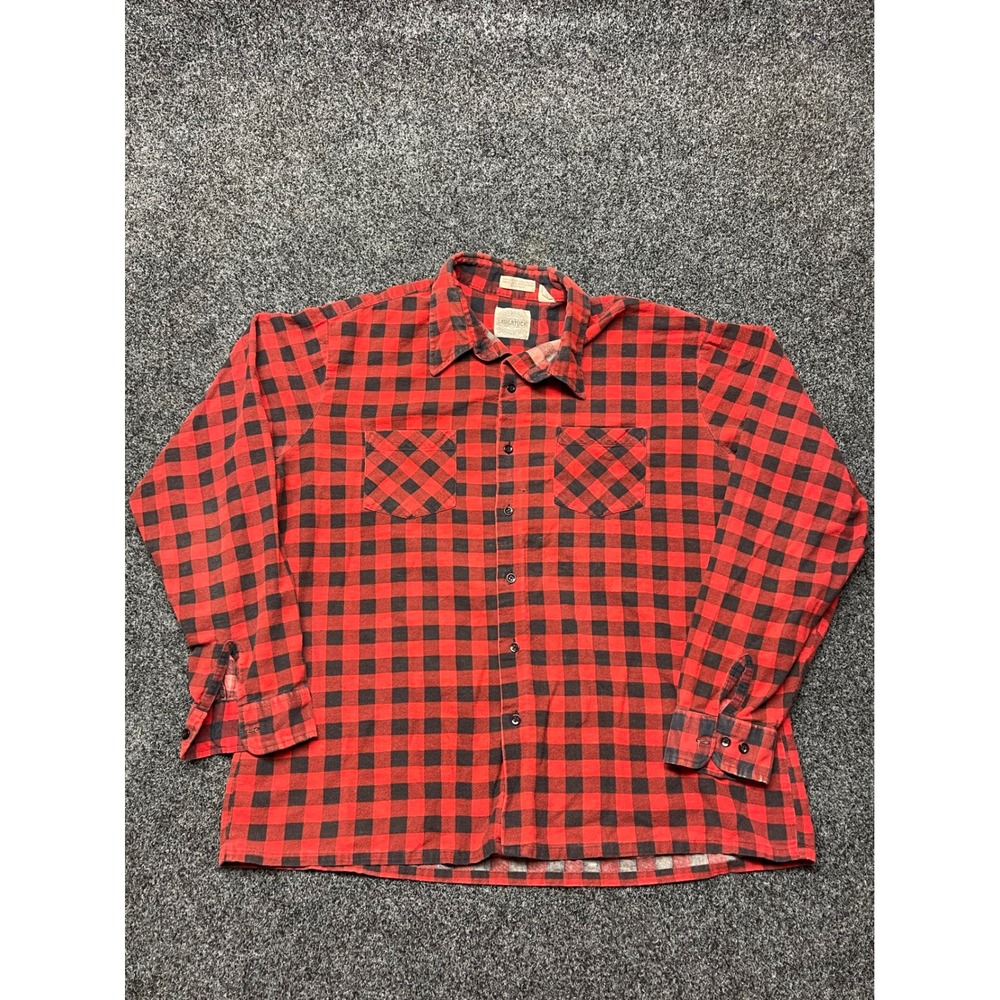 Saucatuck Dry Goods Co Red Black Buffalo Check Flannel Shirt Mens XL Cotton